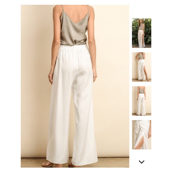 Striped Wide Leg Slit Pant - Picture 3 of 6